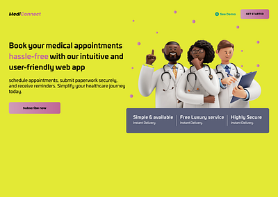 MediConnect app design graphic design landing page medical mobile ui uiux ux