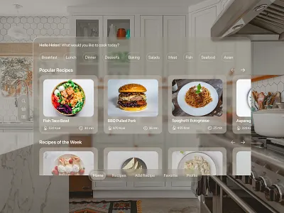 Apple Vision Pro - Recipes Platform apple apple vision pro application cooking design new platform popular recipes recipes app technology typography ui vision pro