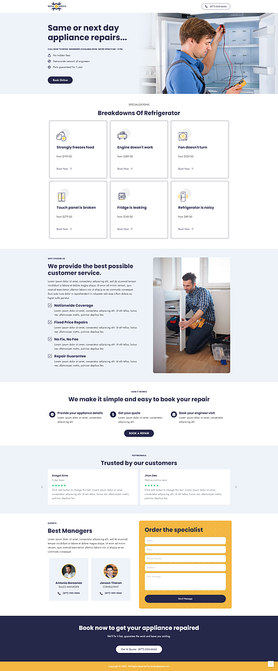 Responsive Appliance Repair Services Lead Generation Landing Pag branding design landing page lead generation logo template wordpress