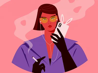 She Smokes 2d animation after effects animation cartoon character design female girl graphic design motion graphics portrait pretty vector art vector illustration woman