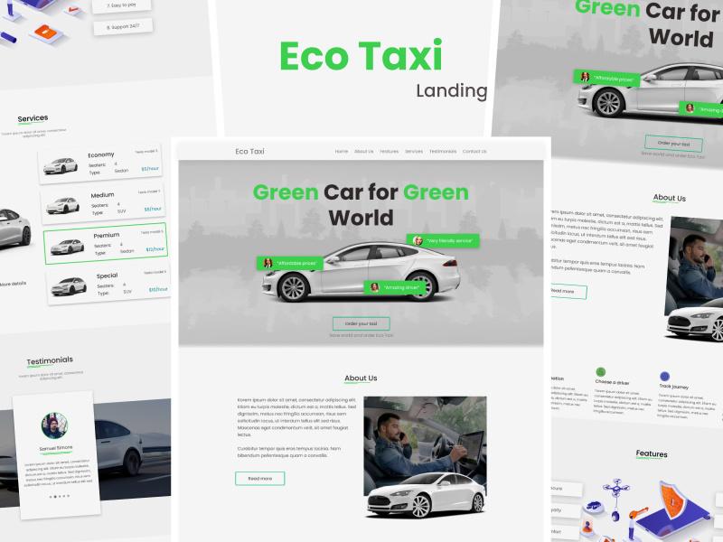 Eco Taxi (Landing page) design ui ux