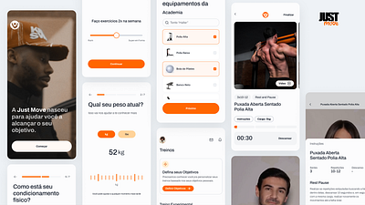 Just Move - Personal Trainer App app design design system gym personal trainer ui ui design uiux ux workout