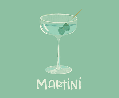 Martini 🍸 bar cart cocktail design drink gin graphic design illustration illustrator martini olives procreate