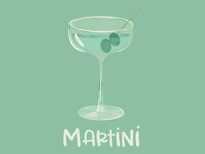 Martini 🍸 bar cart cocktail design drink gin graphic design illustration illustrator martini olives procreate