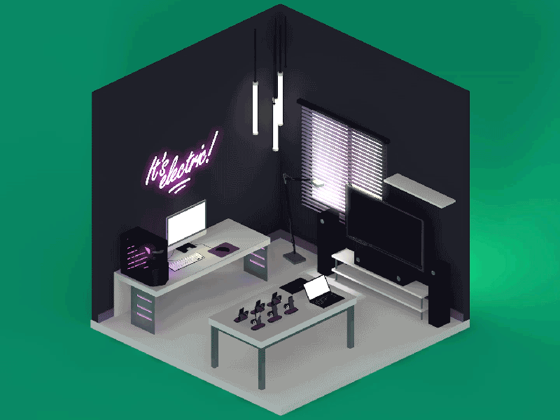 It's electric - Clossing time game scne 3d animation game gif graphic design illustration motion graphics