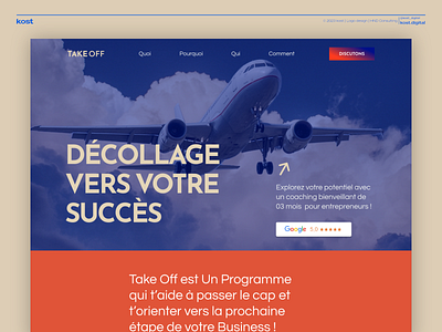 Landing Page : page de vente Coaching business en ligne décolle ton business formation en ligne kost digital landing page page de capture page de vente tunnel de vente ui design webdesign