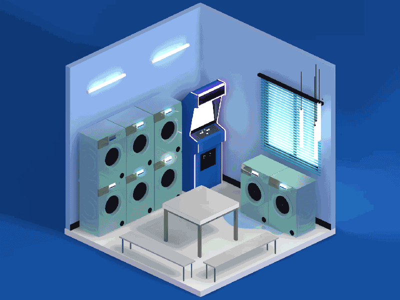 Laundry Room - Clossing time game 3d animated animation design game gif illustration motion graphics