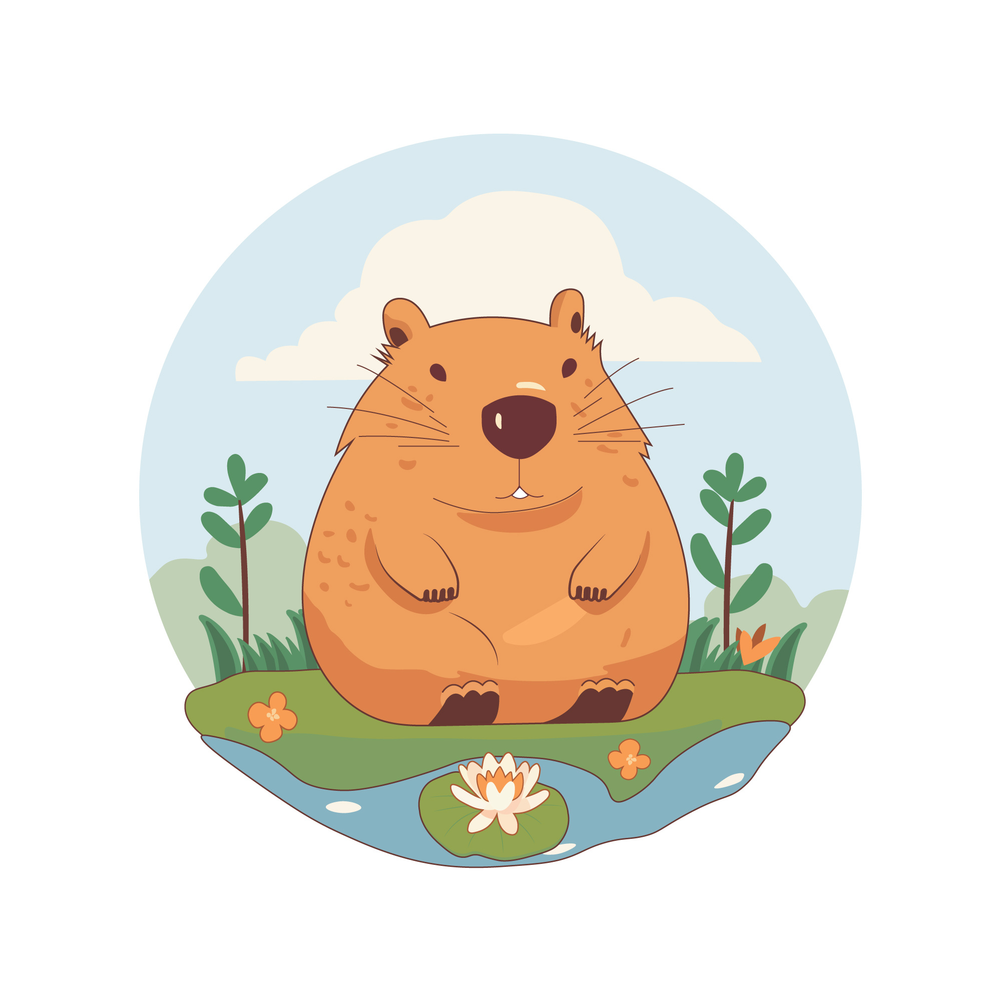 Cartoon summer Capybara animation app art branding cartoon design flat graphic design illustration illustrator logo logo design minimal typography ui ux vector web website