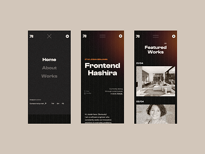 Frontend Hashira Mobile view art direction mobile portfolio website