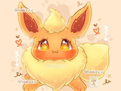 Flareon Pokemon Kawaii!! by sailizv.v adorable adorable lovely artwork concept creative cute art design digitalart illustration