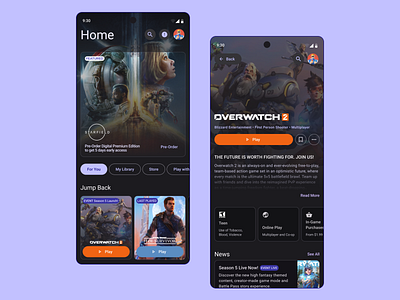 Game Cloud Steaming App - Concept Shot android app design app app design clean design game app game streaming gaming material material you mobile design modern ui