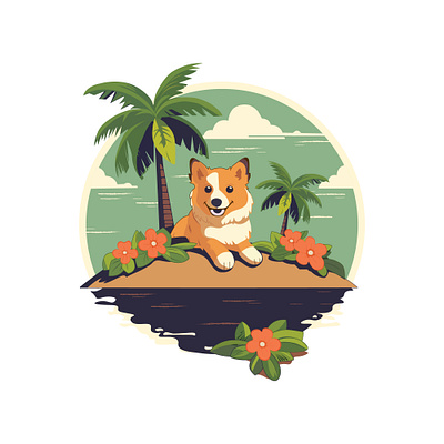 Corgi dog at sea. Flat design animation app art branding cartoon design flat graphic design illustration illustrator logo minimal typography ui ux vector web