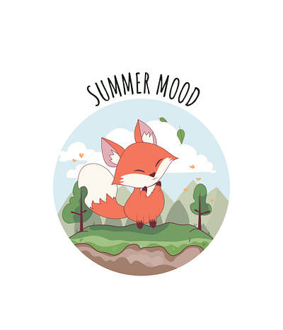 Cartoon cute summer Fox animation app art branding cartoon design flat graphic design illustration illustrator logo minimal typography ui ux vector web