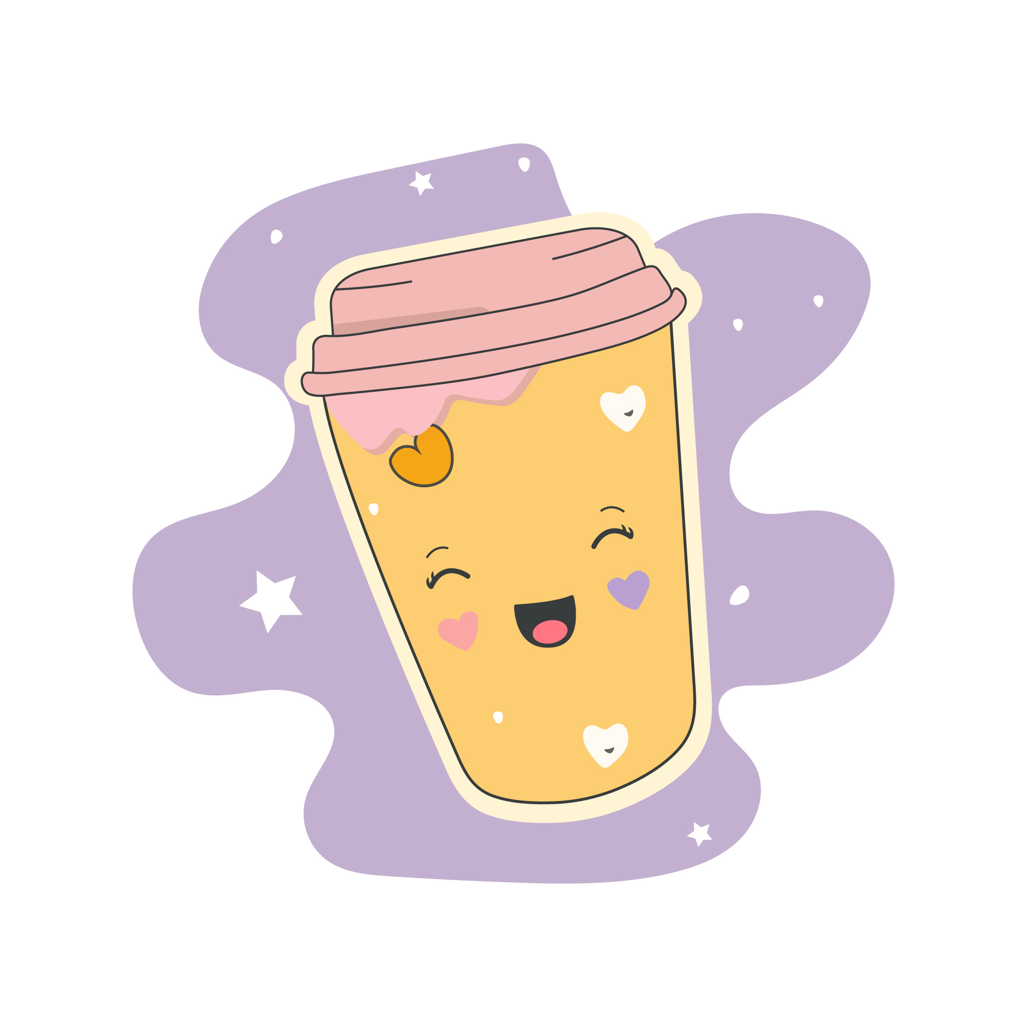 Cartoon cute coffee cup animation app art branding cartoon design flat graphic design icon illustration illustrator logo minimal typography ui ux vector