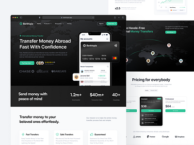 Landing Page For Banking Startup user interface