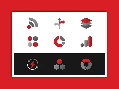 General Fusion - Icon Style arrow bar black bolt circle cube dimension direction energy fusion graph gray highlight icon layer red science shadow signal waves