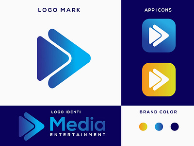 Concept : Media Entertainment - Logo Design (Unused) app logo media media logo play play music studio logo