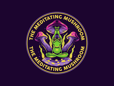 The Meditating Mushroom branding combination logo emblem frog illustrative logo logo logomaker mascot mushroom psychedelic