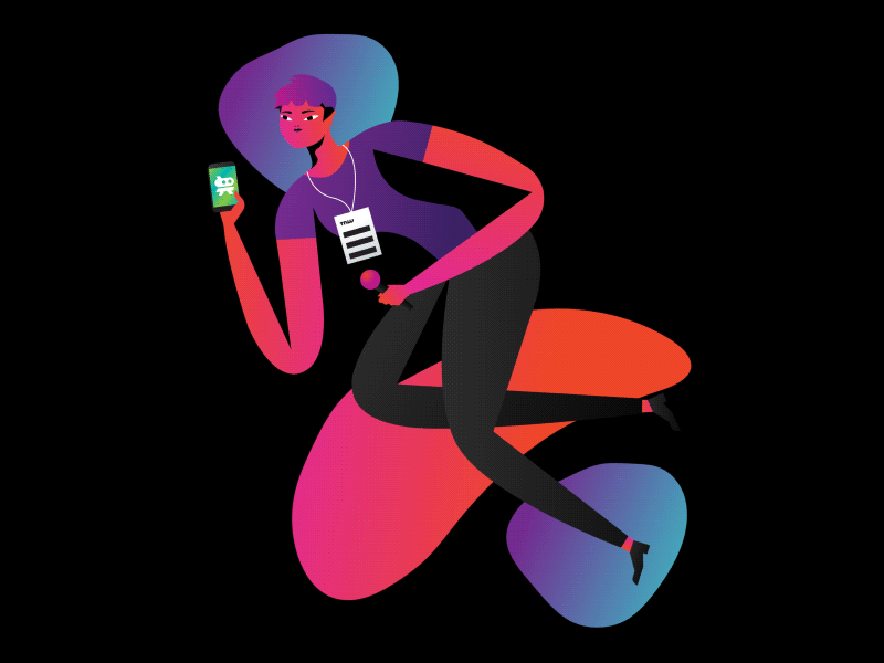 Levitate illustration man phone shapes vector