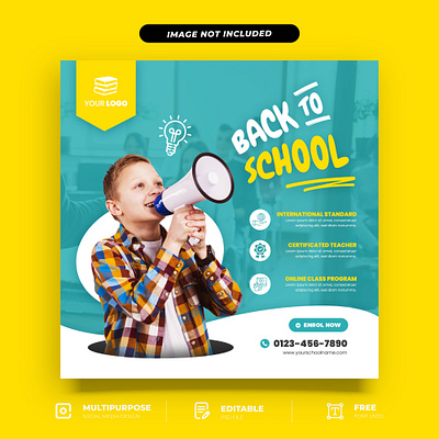 PSD Back to School Education Admission Social Media Template educationalresources.