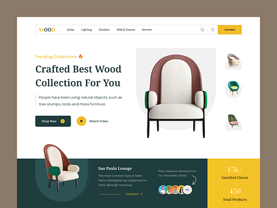 Wood - Furniture website design chair decoration e commerce ecommerce ecommerce website furniture furniture store furniture website design interior landing page online store shop sofa store ui web design website woocommerce