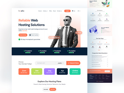 Hostbi - Web Hosting Service Multipurpose Theme cloud design domain site host web hosting landing page hosting site landing page modern server theme design ux vps website web server webdesign webhostingui website website design website theme wordpress theme