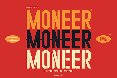 Moneer badges design font inumocca lettering logo poster slab stencil typeface typography vintage