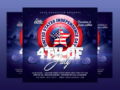 4th Of July Flyer 4th of july 4th of july 2023 4th of july party 4thofjuly advertisement america club club flyer event flyer flyer design flyer template holiday independence day instagram memorial day party print usa weekend