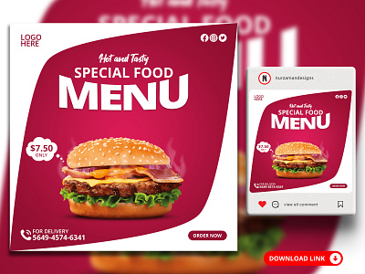 Food Menu Restaurant Social Media Banner Templates 3d ads ads design animation banner branding design fast food food banner food template graphic design instagram food promotion instagram post logo motion graphics promotional ads restaurant flyer templates design ui web banner