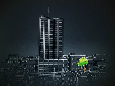 Dark mode city light switcher 3d after effects animation building cel shading cinema 4d city dark mode ecology illustration light low poly