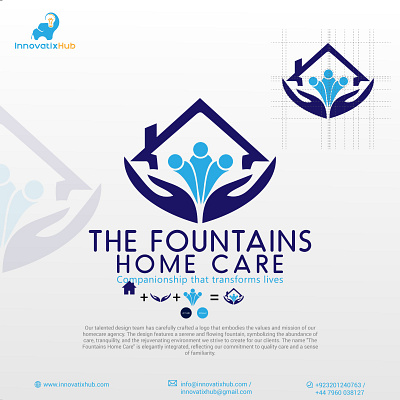 HomeCare Logo - The Fountains Homecare logo branding care logo design flat fountains graphics graphics designer home illustration logo logo mark logodesign logomaker minimalist minimalist logo modern motion graphics symbol unity vector