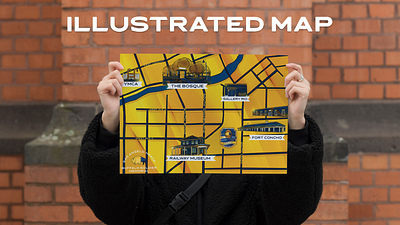 BSM Map advertising blue design graphic design history illustration logo map museum procreate texas wayfinding yellow