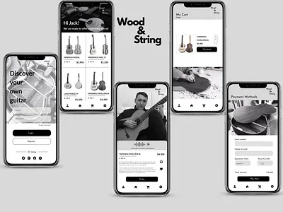Wood & String App app design branding design freelance designer illustration janetra art mobile app mobile app design mobile app ui mobile app ui designer music app ui ui app designer ui design uiux designer ux ux design web design wood and straing