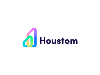 Houstom - Building, Real estate, Home symbol app icon brand identity branding building colorful colorful logo creative home house logo design logo maker logos modern monogram realestate