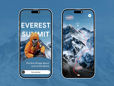 AR Travel IOS App - Everest Summit android animation app app design ar ar app design ios map mobile mobile app mobile ui travel travel app ui ux