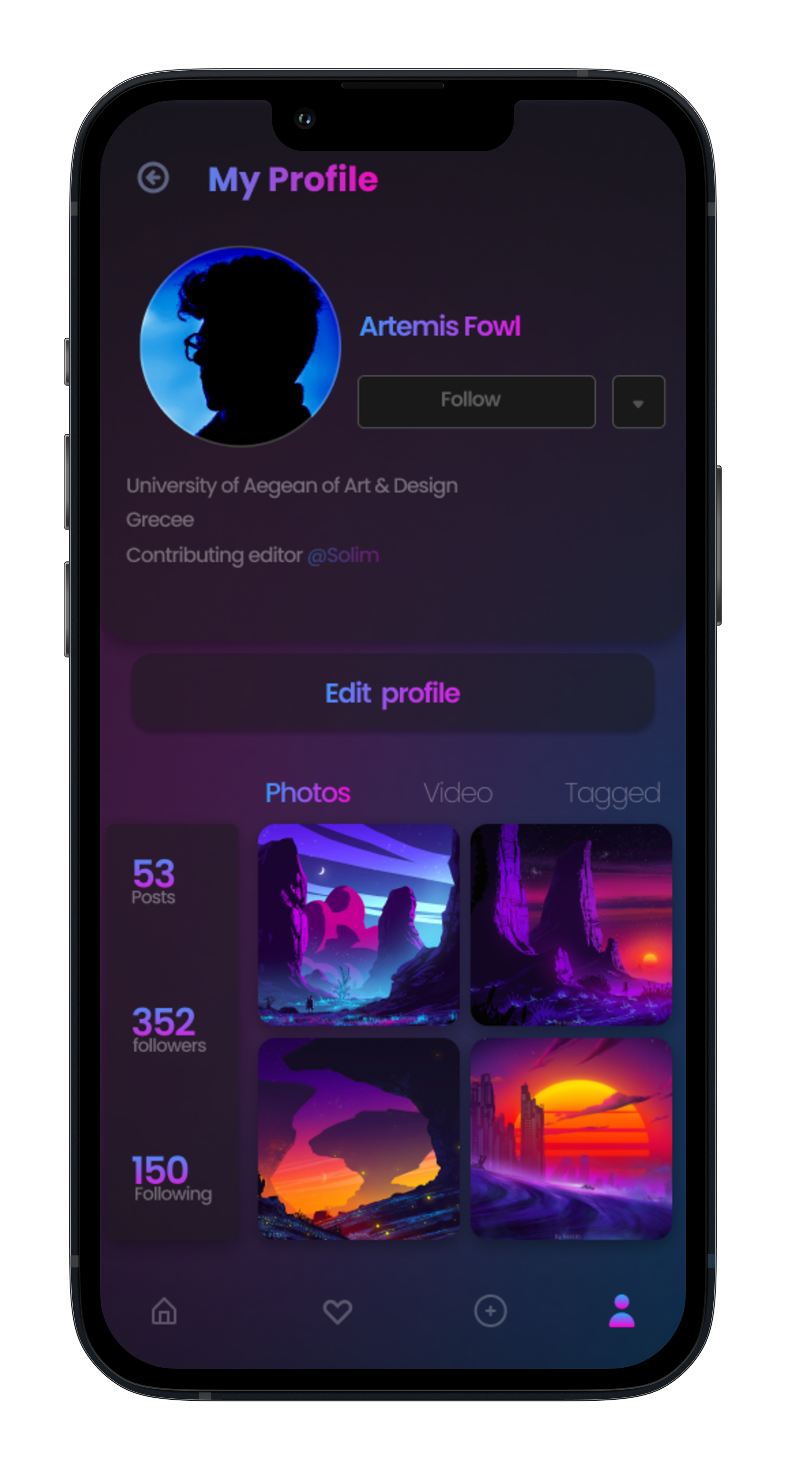 DailyUI06 – User Profile App UI by Chaudhari Harsh on Dribbble