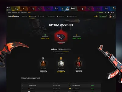 Fire Skin - battle for the skin case cs2 csgo easport game design gaming graphic design interface logo ranks skin skins csgo top users ui ui design uiux user interface ux web design web3