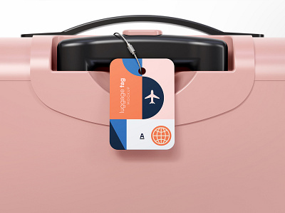 Luggage Tag Mockup PSD baggage branding card hanging id information loop luggage mockup rope strap suitcase tag travel