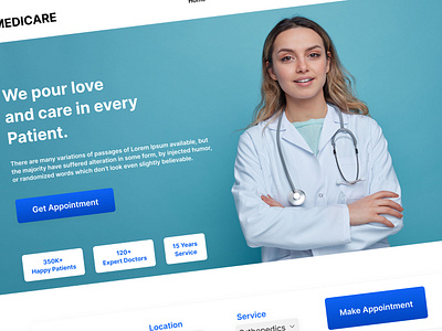 Medicare: Your Trusted Partner in 24/7 Healthcare Services design figma healthcare hospital landing page design layout medical ui ui design uiux uiux design ux ux design web design website design website landing page xd