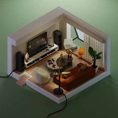 Lowpoly house 3d blender isometric future