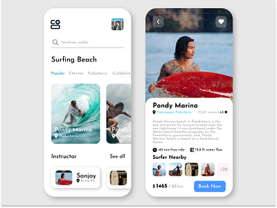 Surfer Mobile UI Design 3d adobe animation branding designer dribbble figma google graphic design innovative design logo motion graphics photoshop sufer ui design swimming ui design ui uiux