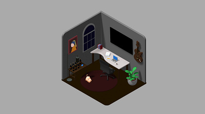 3D Mini Room 3d cozy gray mini mini room room spline workstation