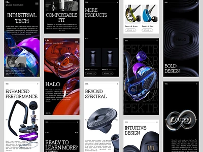 Spektral - Earphone Shop Website Mobile Version 3d app dark design earphone ecommerce explore headphone mobile mobile app product product page responsive selasa agency trending ui ux web website