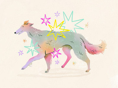 Magical Borzoi Illustration animal illustration digital illustration dog art freelance illustration freelance illustrator illustration