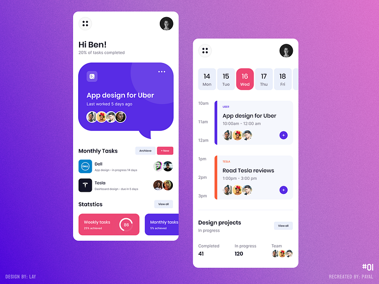 Task manager concept app by Payal Darda on Dribbble