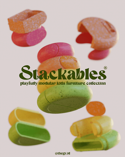 Stackables® - playfully modular kids furniture 3d blender branding furniture graphic design industrial design kids lifestyle product design product design render