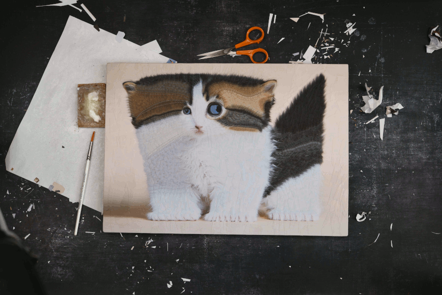 Ohelia, studio cat cat portrait cats collage dribbble illustration paper paper collage portrait