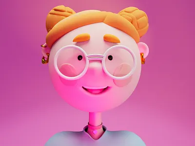 Cute girl 3d character girl glasses pink