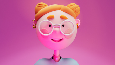 Cute girl 3d character girl glasses pink