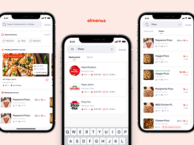 elmenus - search experience app delivery food design food product design search ui uiux ux